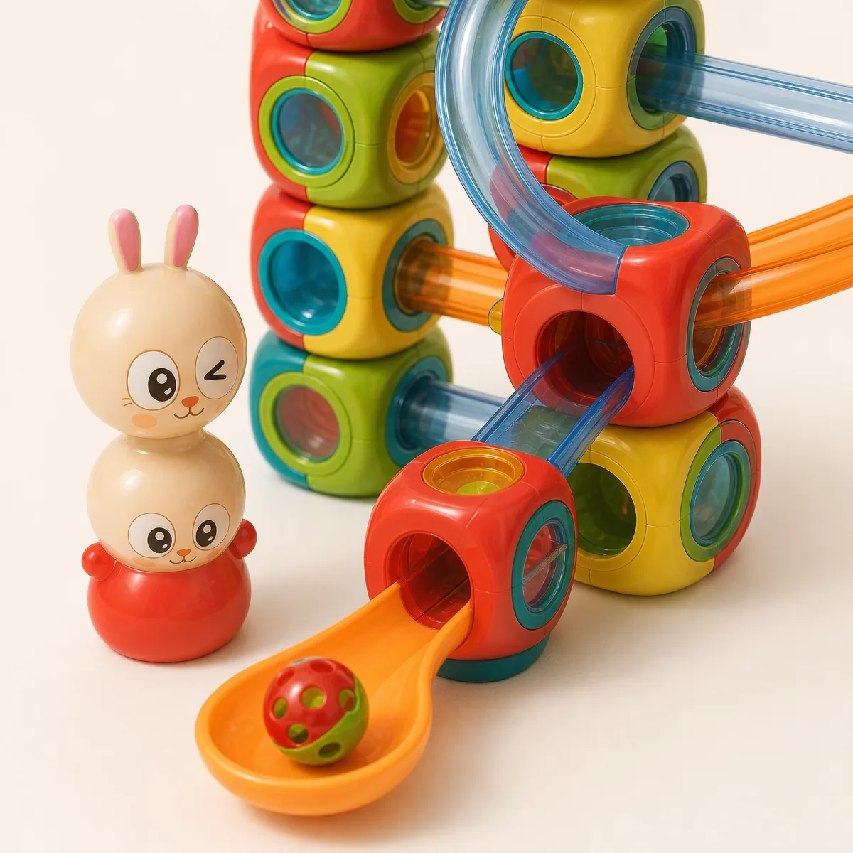 DIY Ball Track Building Blocks — Big Set — close-up detail