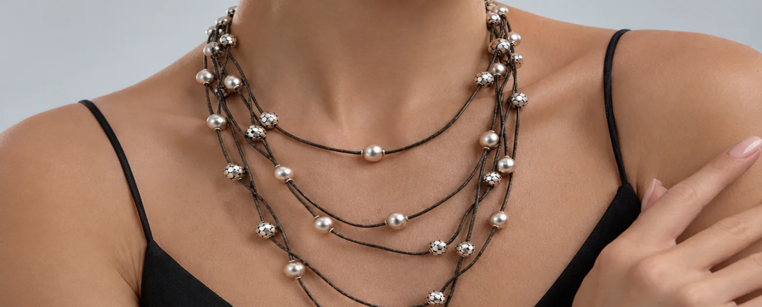 Layered pearl necklace